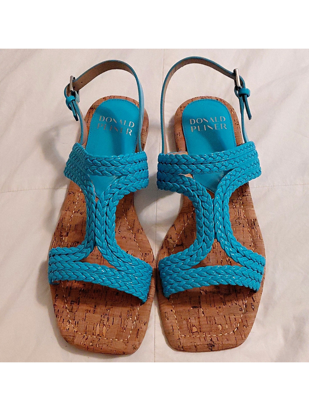 Donald Pliner Turquoise Braided Strappy Ankle Strap Sandals 9.5 New #1076